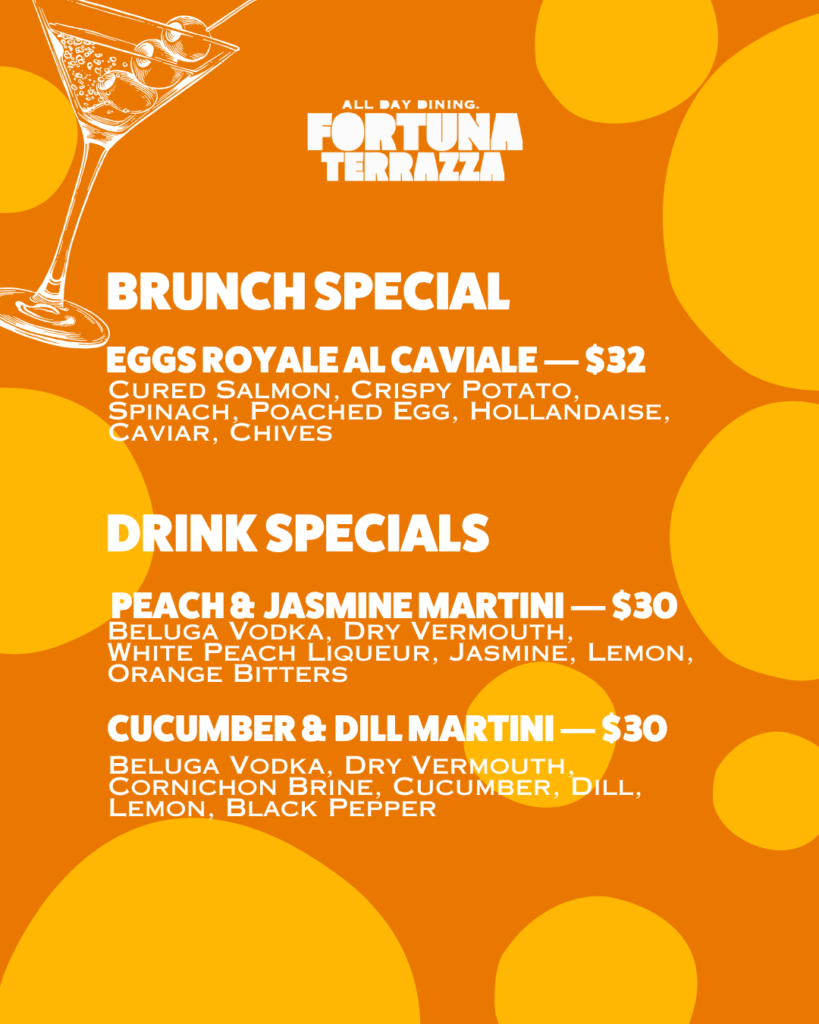 caviar and martinis month specials
